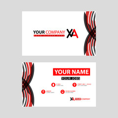 Business card template in black and red. with a flat and horizontal design plus the XA logo Letter on the back.