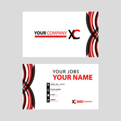 Business card template in black and red. with a flat and horizontal design plus the XC logo Letter on the back.