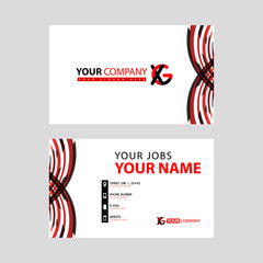 Business card template in black and red. with a flat and horizontal design plus the XG logo Letter on the back.