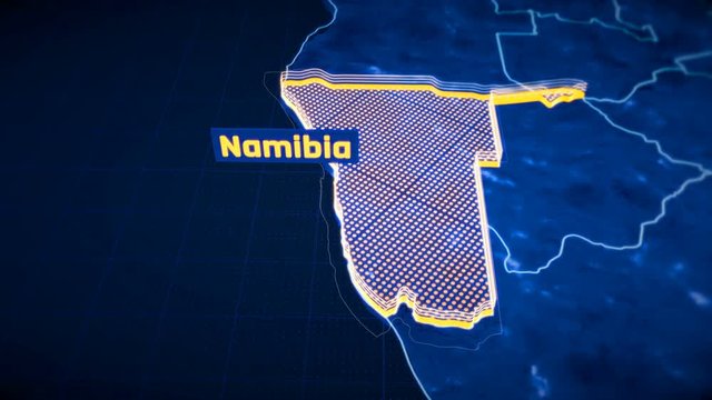 Namibia country border 3D visualization, modern map outline, travel