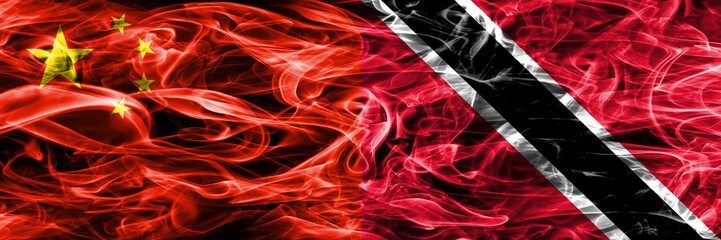 China vs Trinidad and Tobago smoke flags placed side by side