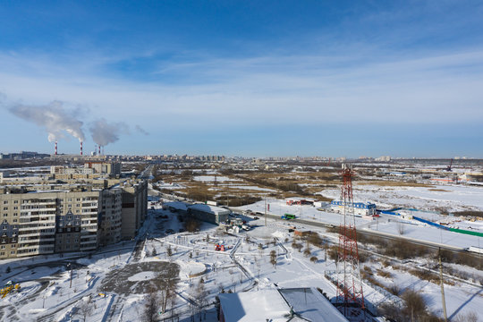 panorama of the winter city