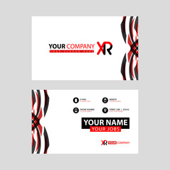Business card template in black and red. with a flat and horizontal design plus the XR logo Letter on the back.