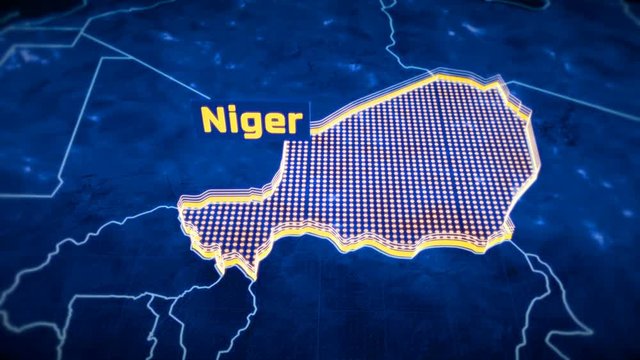 Niger country border 3D visualization, modern map outline, travel