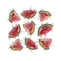 Watercolor watermelon print