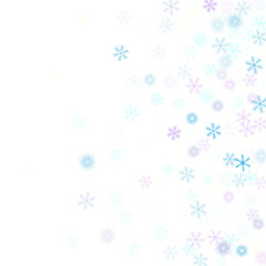 Fototapeta premium Falling down snow confetti, snowflake vector border. Festive winter, Christmas, New Year sale background. Cold weather, winter storm, scatter texture. Hipster snowfall falling snowflakes cool confetti