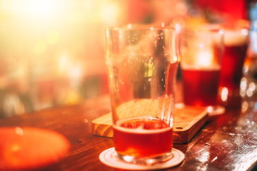 Mug of craft beer on the bar.