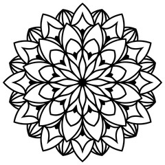 Fototapeta premium Laser cutting flower. Vector mandala for coloring book. Floral ornament for antistress adult drawing. Complex design.