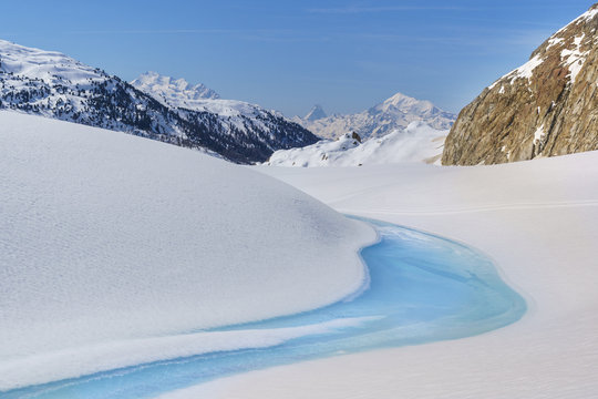 Scenic view of Aletsch Glacier against sky
