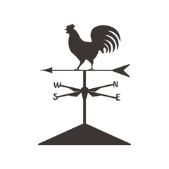 Weather cock silhouette.Isolated wether cock. Vector design symbol