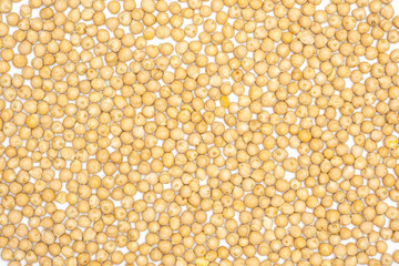 Lot of whole raw chickpeas kabuli variety flatlay on white background