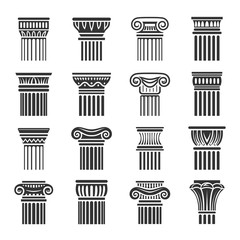 Antique columns in Greek and Roman style