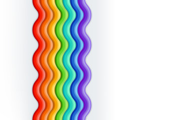 Vector multicolor 3d style illustration of rainbow. Plasticine or clay abstract striped background