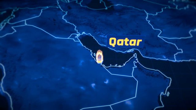 Qatar country border 3D visualization, modern map outline, travel