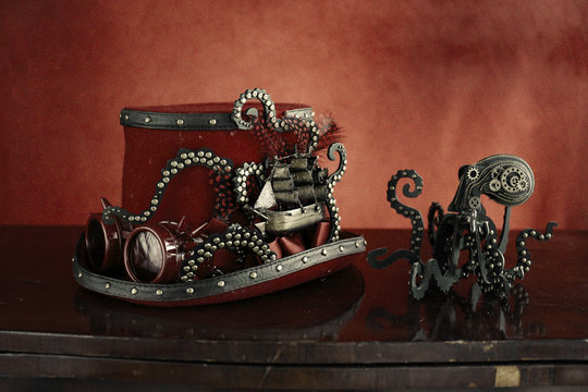 Steampunk  octopus ama il cilindro