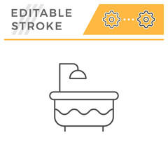 Bathtube with shower line icon
