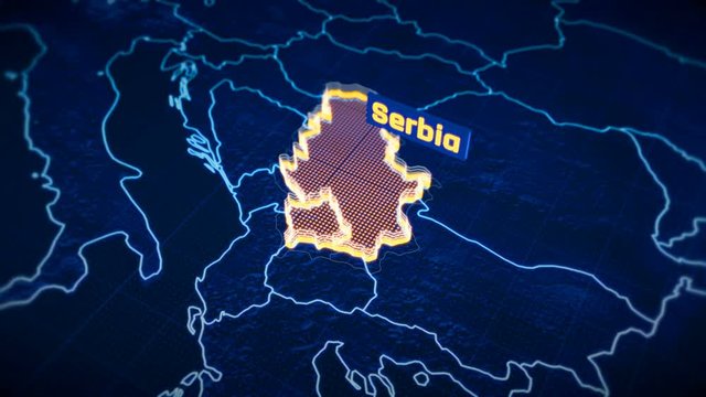 Serbia country border 3D visualization, modern map outline, travel