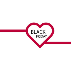 Illustration of an isolated line art heart icon with the text BLACK FRIDAY