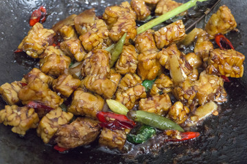 Fried tempeh indonesian traditional food 