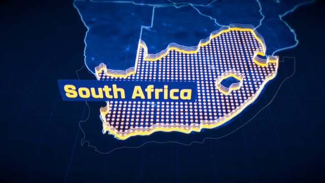 South Africa country border 3D visualization, modern map outline, travel