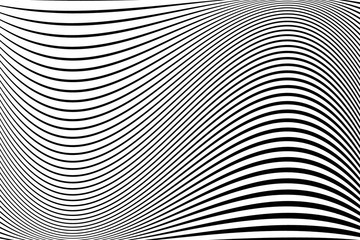 Abstract pattern.  Texture with wavy, billowy lines. Optical art background. Wave design black and white.