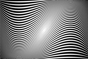 Abstract pattern.  Texture with wavy, billowy lines. Optical art background. Wave design black and white.