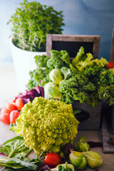 Fresh vegetables in bowls