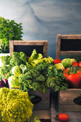 Fototapeta premium Fresh vegetables in bowls