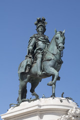 Estatua Ecuestre del rey Jose I en la Plaza del Comercio en Lisboa, Portugal