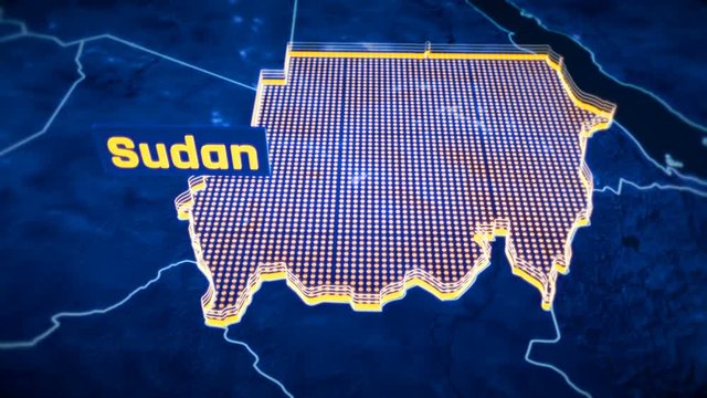 Sudan country border 3D visualization, modern map outline, travel