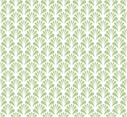 Abstract Green Art Deco Seamless Background. Geometric Fish Scale Pattern.