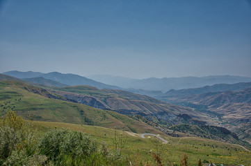 Mountain landscape view with part of road
