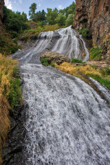 Waterfall close up in mountains