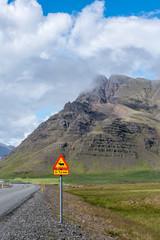 Reindeer on the road warning sign