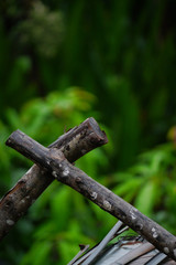 cross wood with blur background