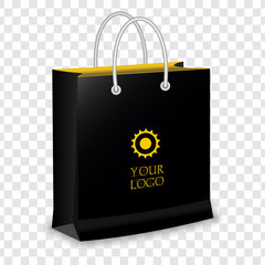 Paper Shopping Bag isolated on transparent background. Template for Mock Up. Vector illustration