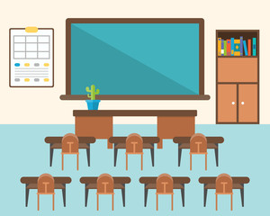 back to school background, classroom in flat design