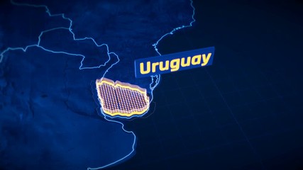 Uruguay country border 3D visualization, modern map outline, travel - Powered by Adobe