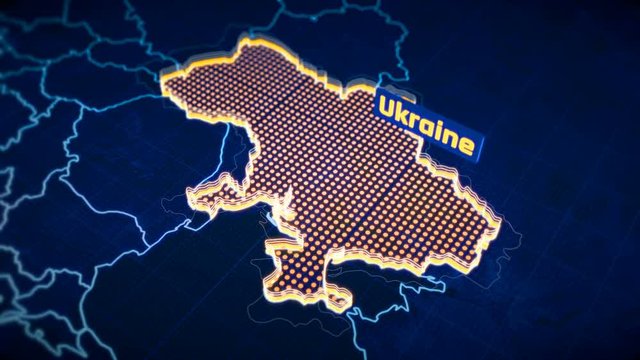 Ukraine country border 3D visualization, modern map outline, travel