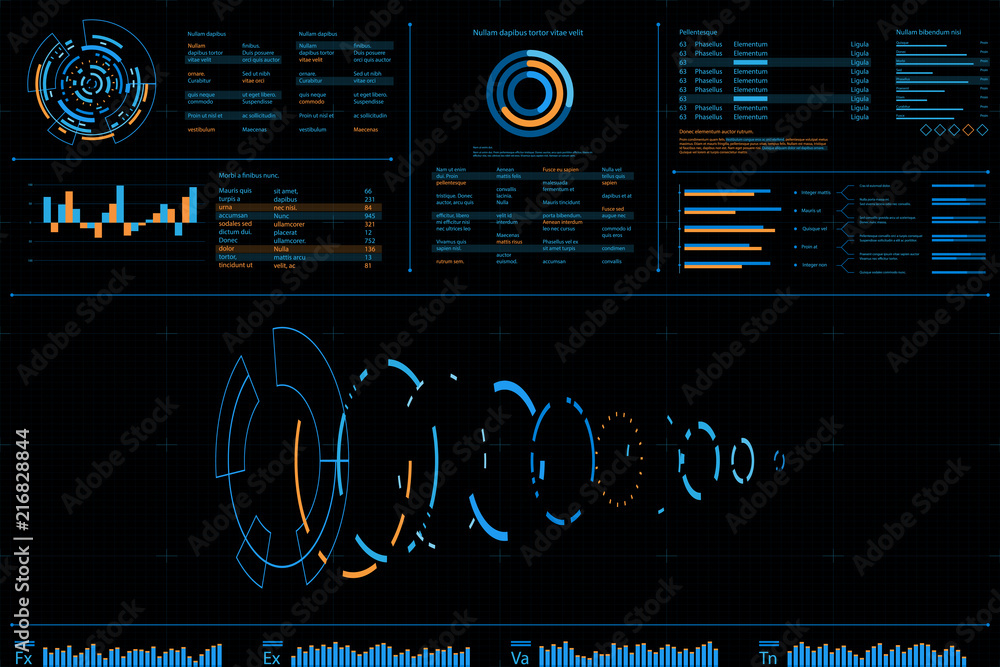 Aufkleber hud panel ui business.futuristic abstract technology background.icon symbol circuit.vector and illus