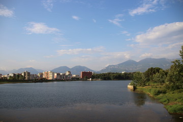  View over a lake in Tirana