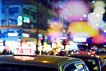 Beautiful taxi sign of Hong Kong.