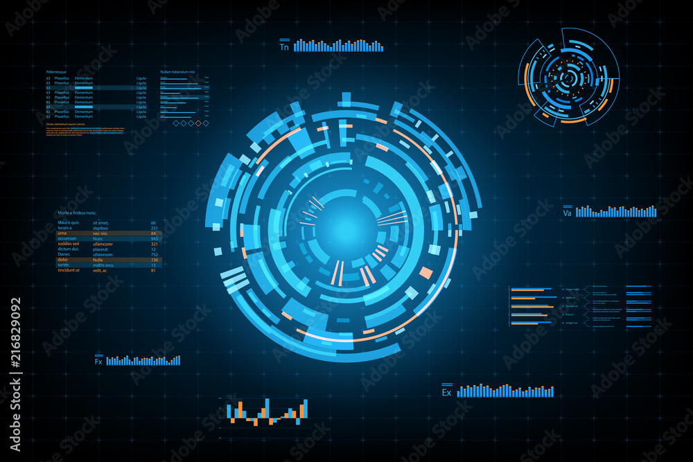 Poster hud panel ui business.futuristic abstract technology background.icon symbol circuit.vector and illus