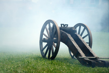 Old cannons were loaded according to traditional design and fired spectacularly
