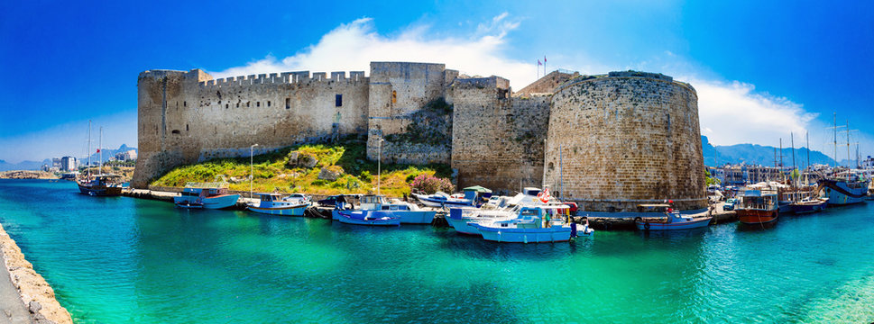 Landmarks of Cyprus - medieval fortress in Kyrenia, turkish part of northen Cyprus
