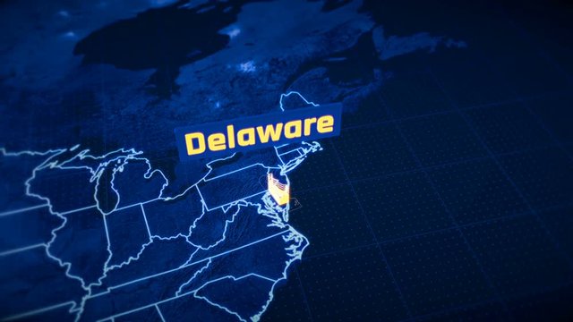 US Delaware state border 3D visualization, modern map outline, travel