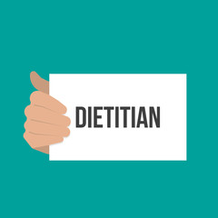 Man showing paper DIETITIAN text