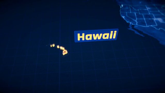US Hawaii state border 3D visualization, modern map outline, travel