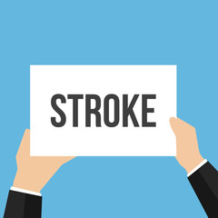 Man showing paper STROKE text