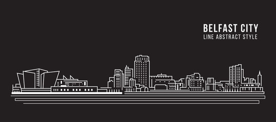 Cityscape Building Line art Vector Illustration design - Belfast city - obrazy, fototapety, plakaty
